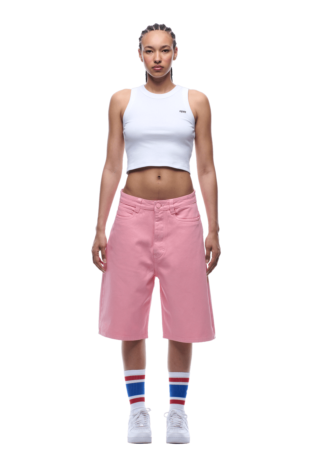 COATED DENIM SHORTS PINK