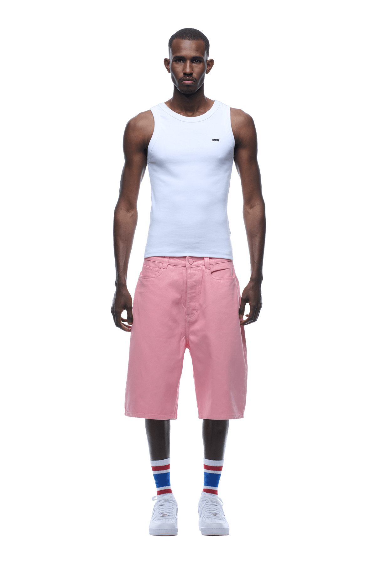 COATED DENIM SHORTS PINK