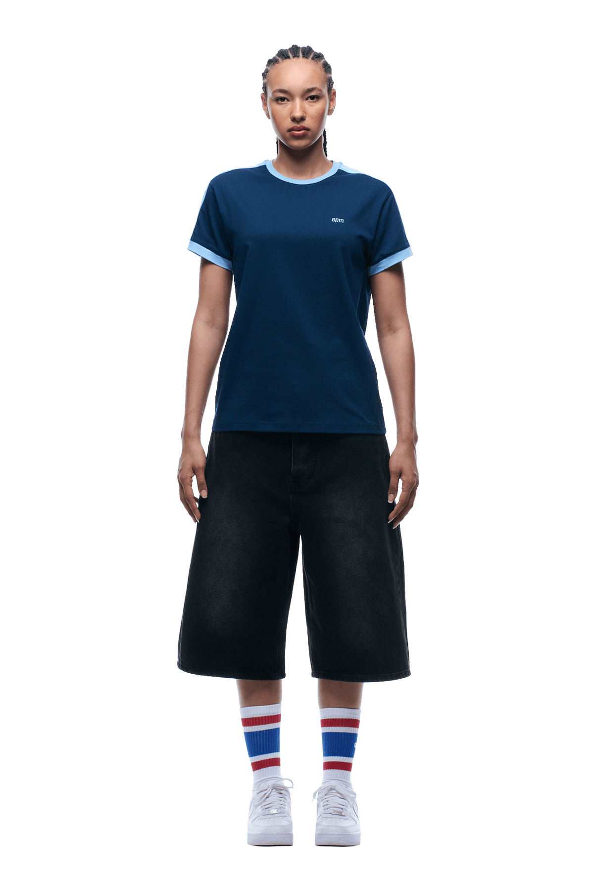 SLIM FIT RINGER TEE NAVY