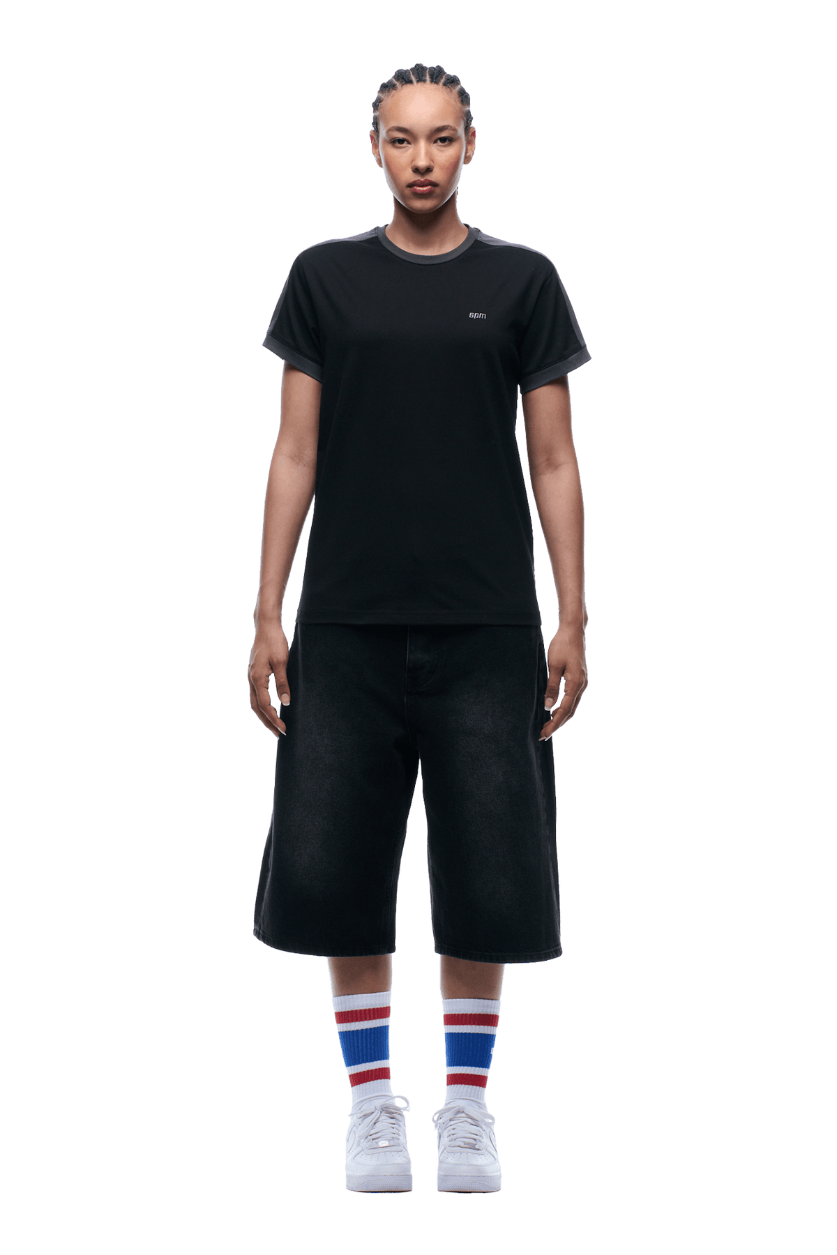 SLIM FIT RINGER TEE BLACK