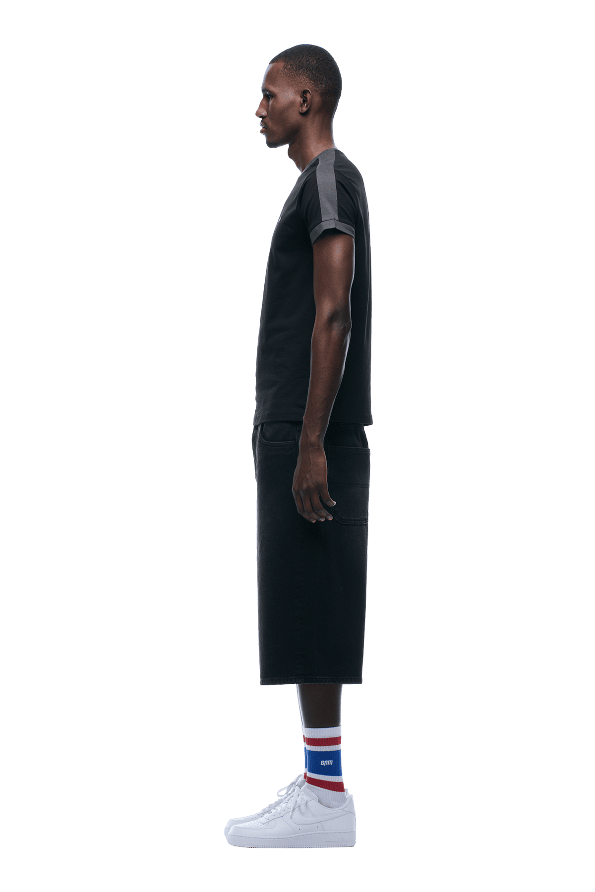 SLIM FIT RINGER TEE BLACK