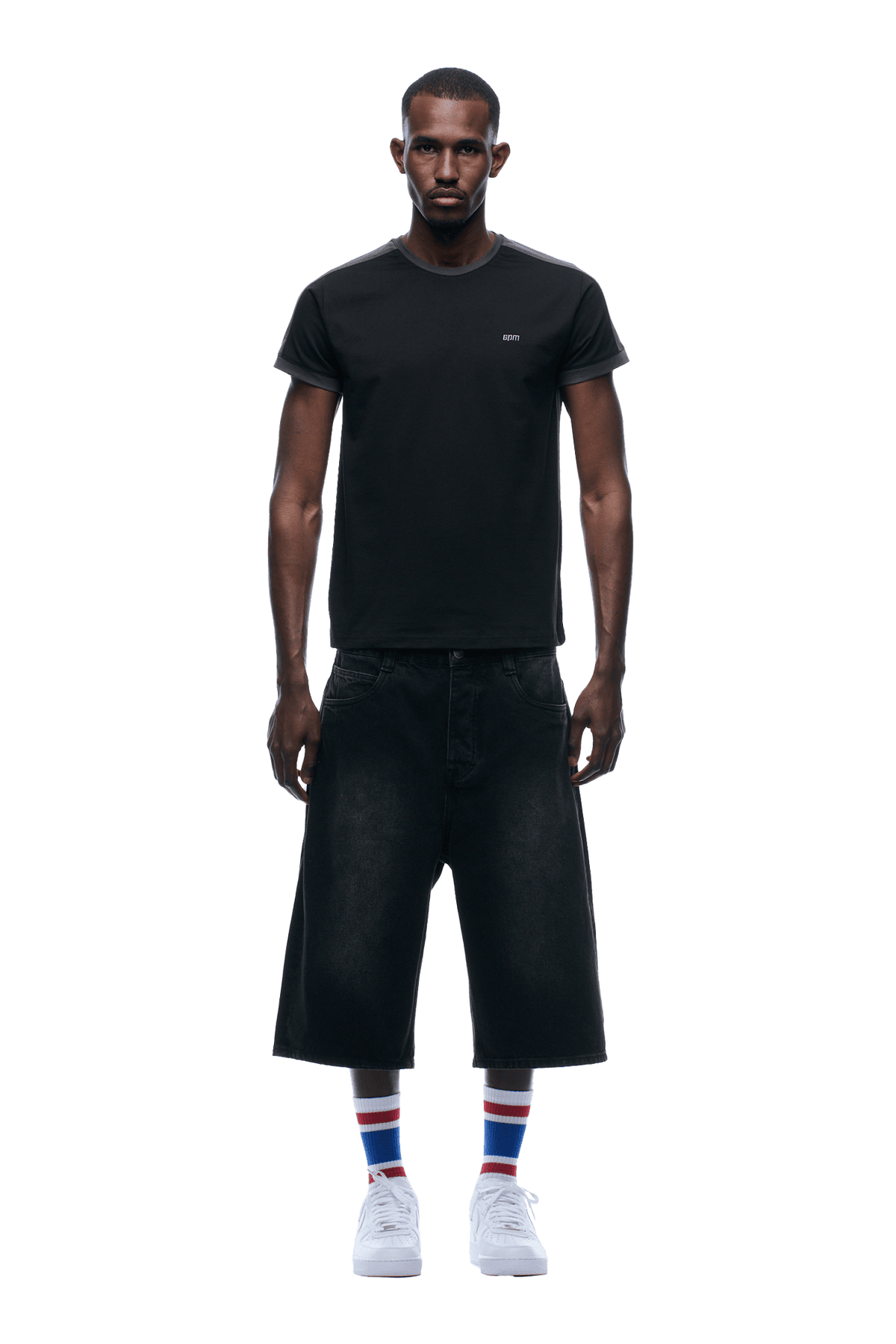 SLIM FIT RINGER TEE BLACK