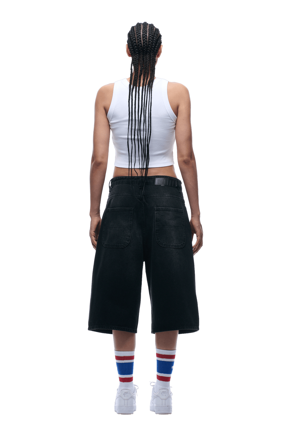 WASHED DENIM SHORTS BLACK