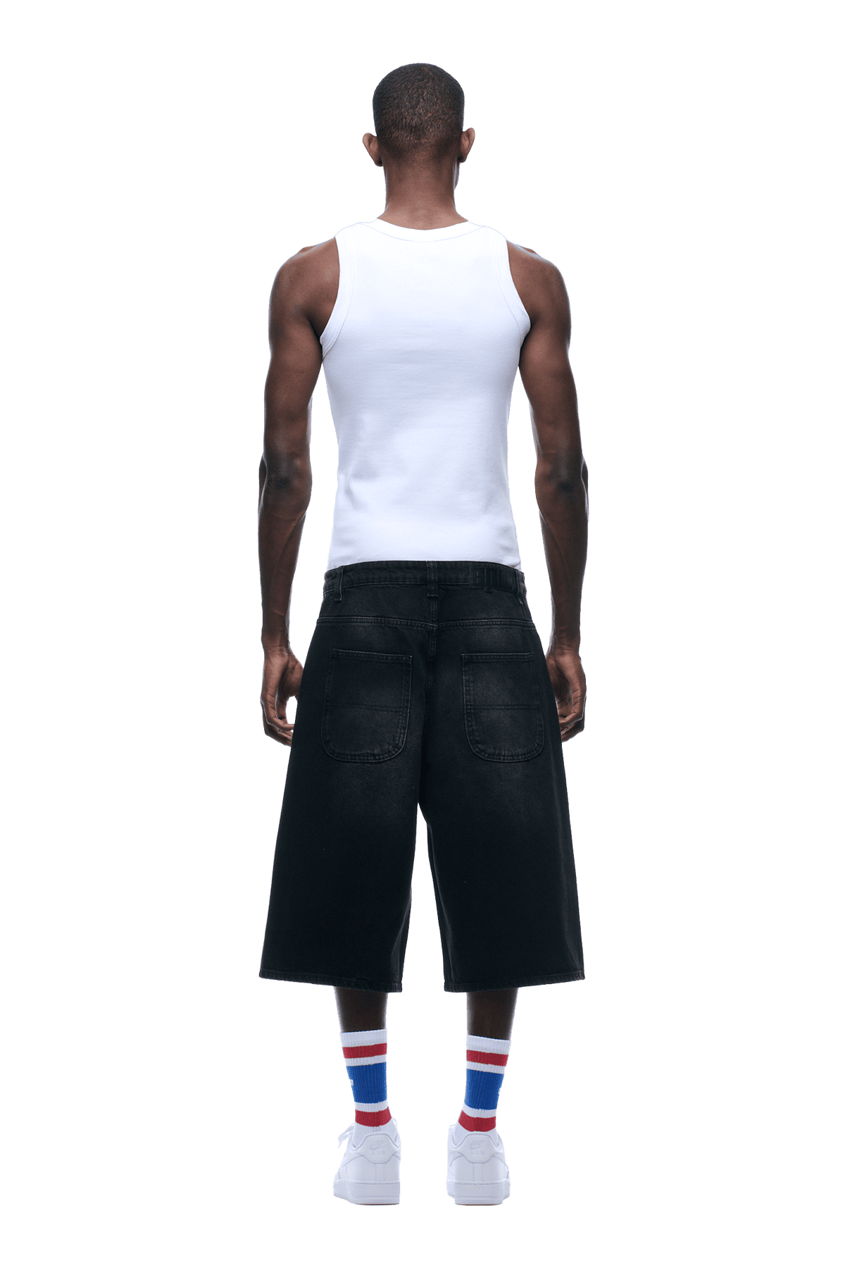 WASHED DENIM SHORTS BLACK