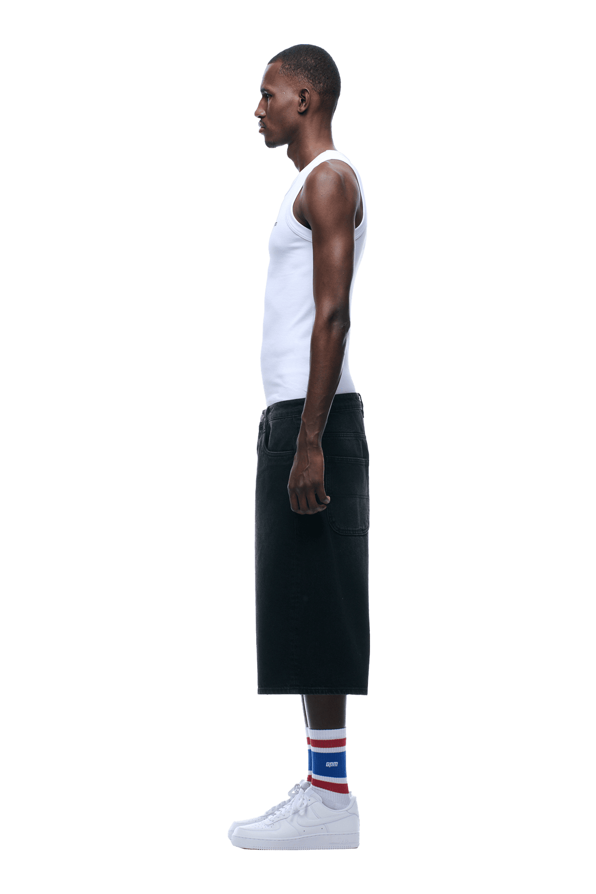 WASHED DENIM SHORTS BLACK
