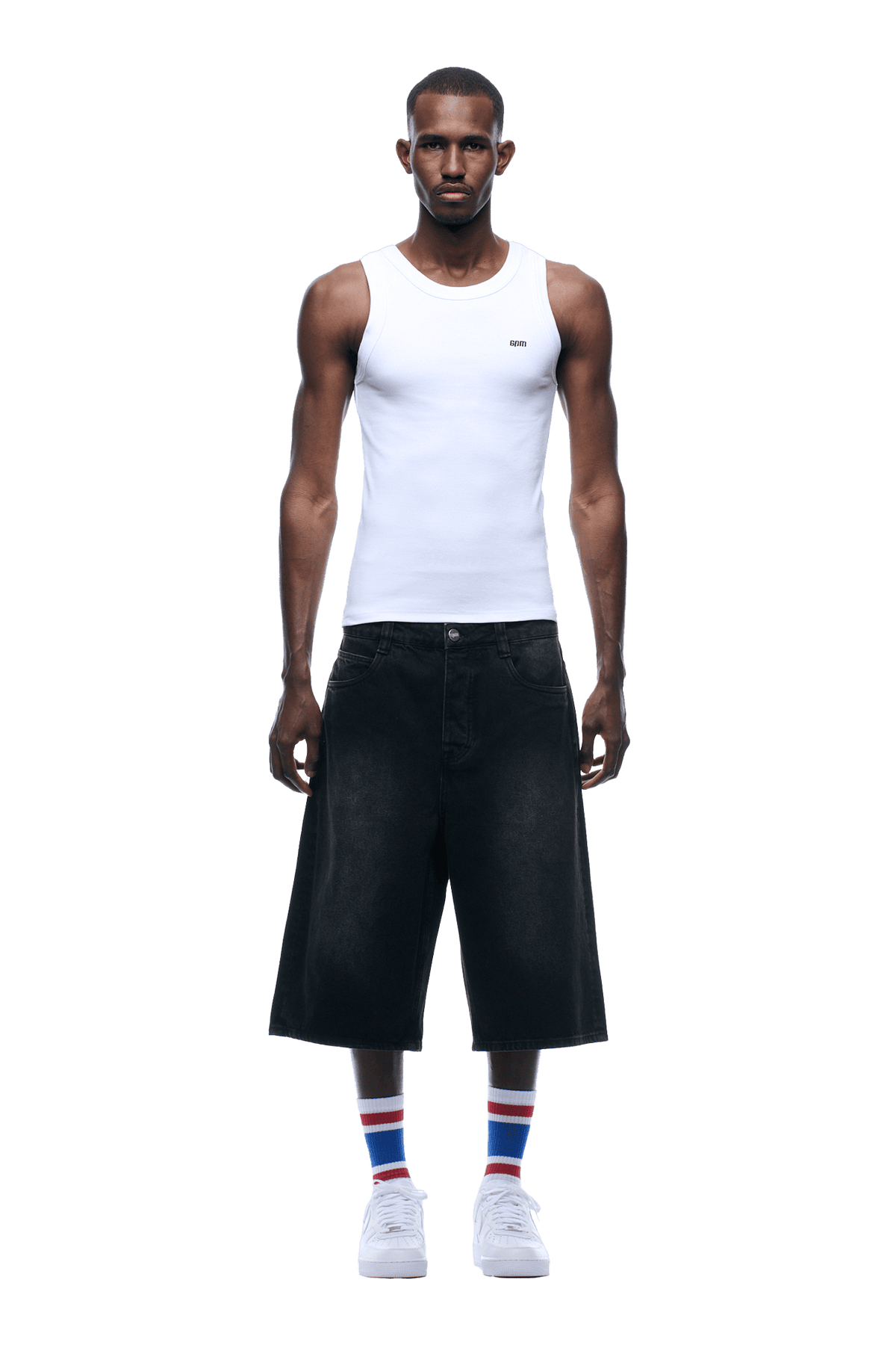 WASHED DENIM SHORTS BLACK