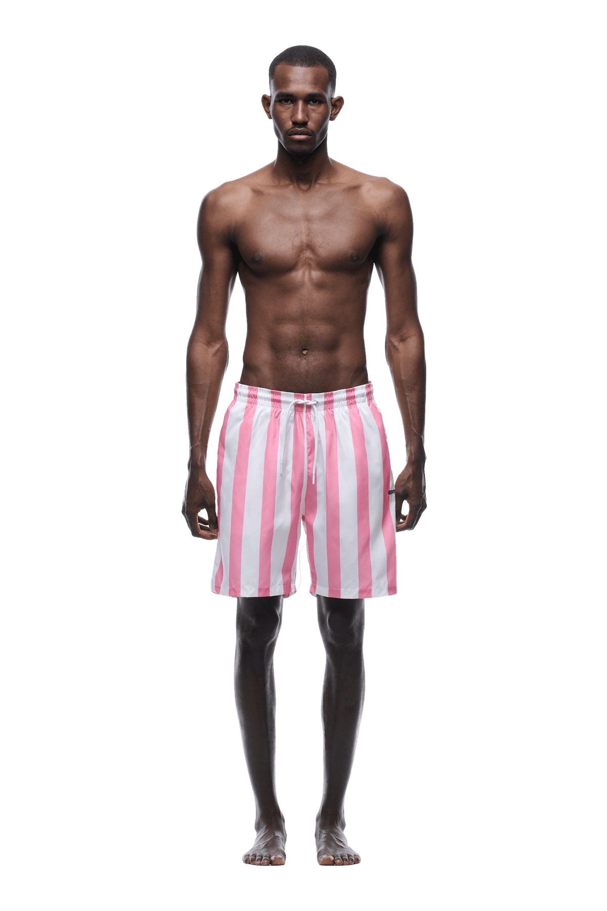STRIPED SWIM SHORTS WHITE/PINK