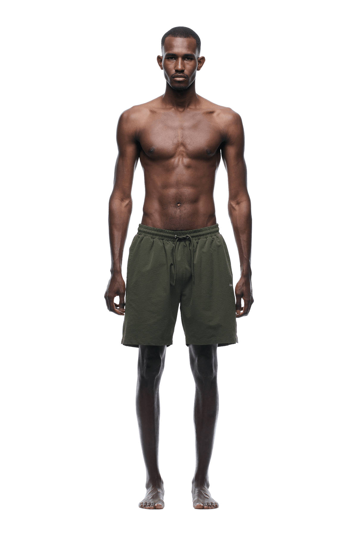 SEERSUCKER SWIM SHORTS OLIVE