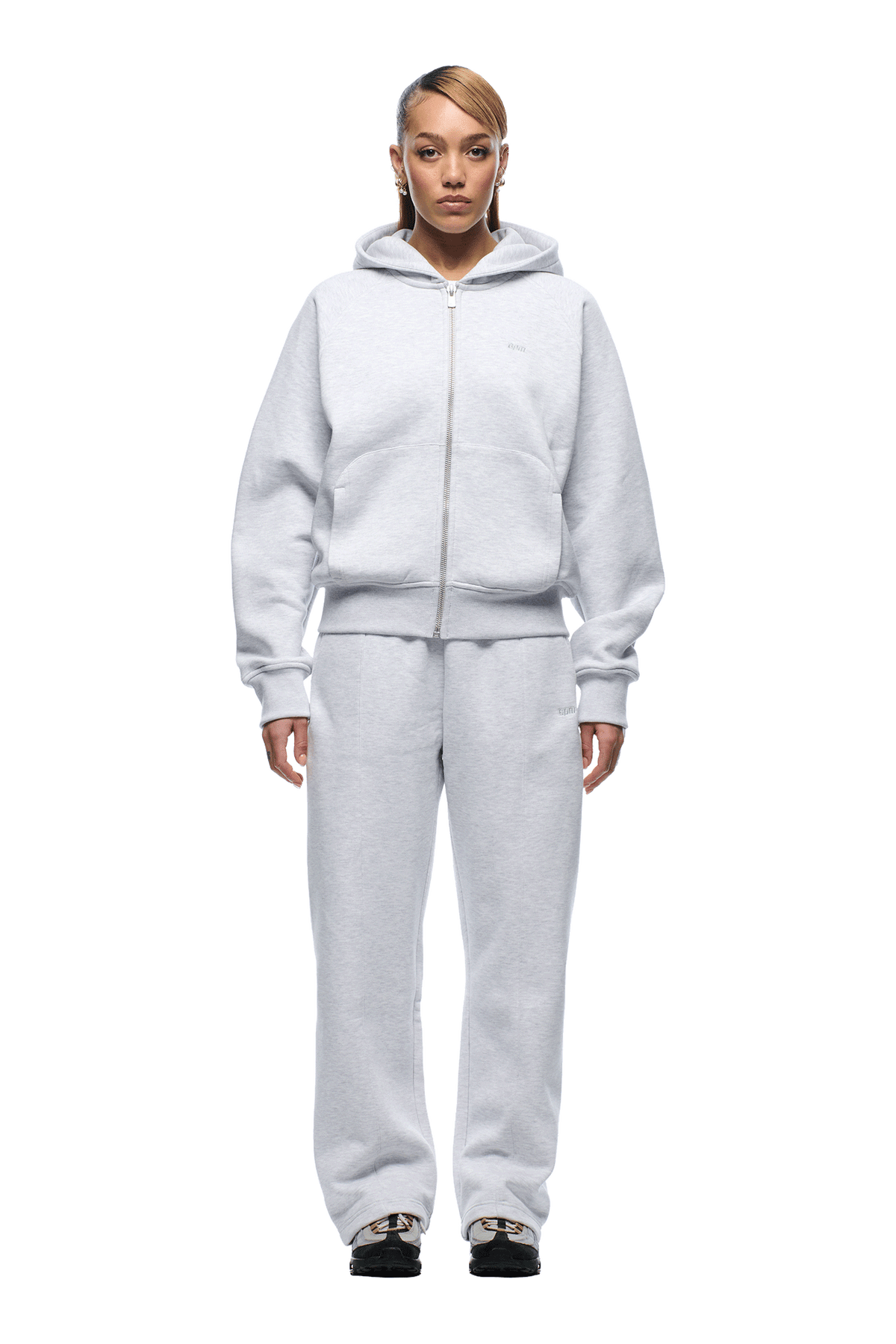 6PM+ SLIM ZIP HOODIE LIGHT GREY