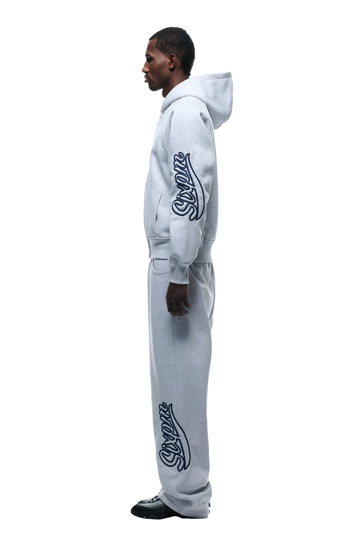 WAVE LOGO ZIP HOODIE LIGHT GREY