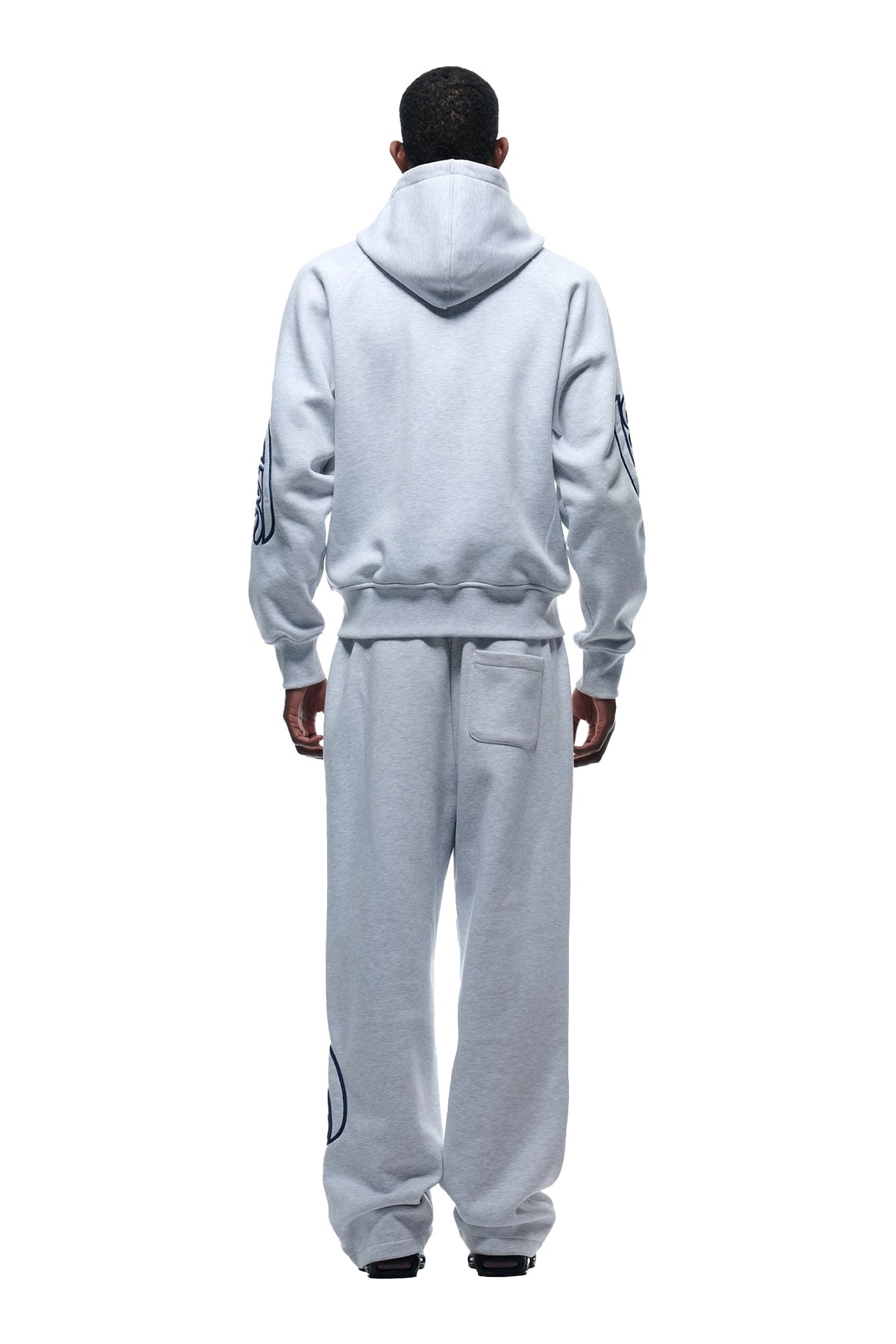 WAVE LOGO ZIP HOODIE LIGHT GREY
