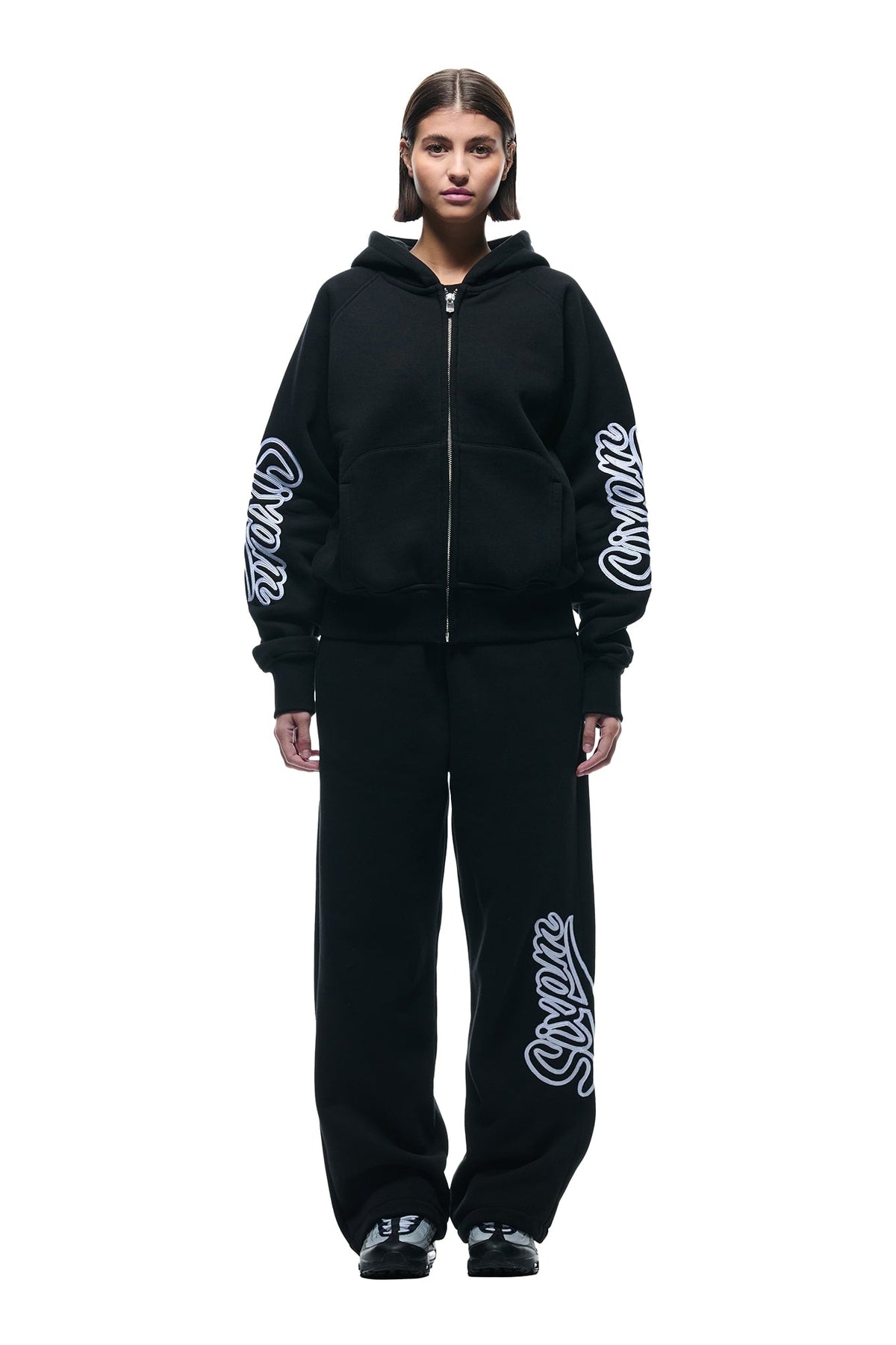 WAVE LOGO ZIP HOODIE BLACK