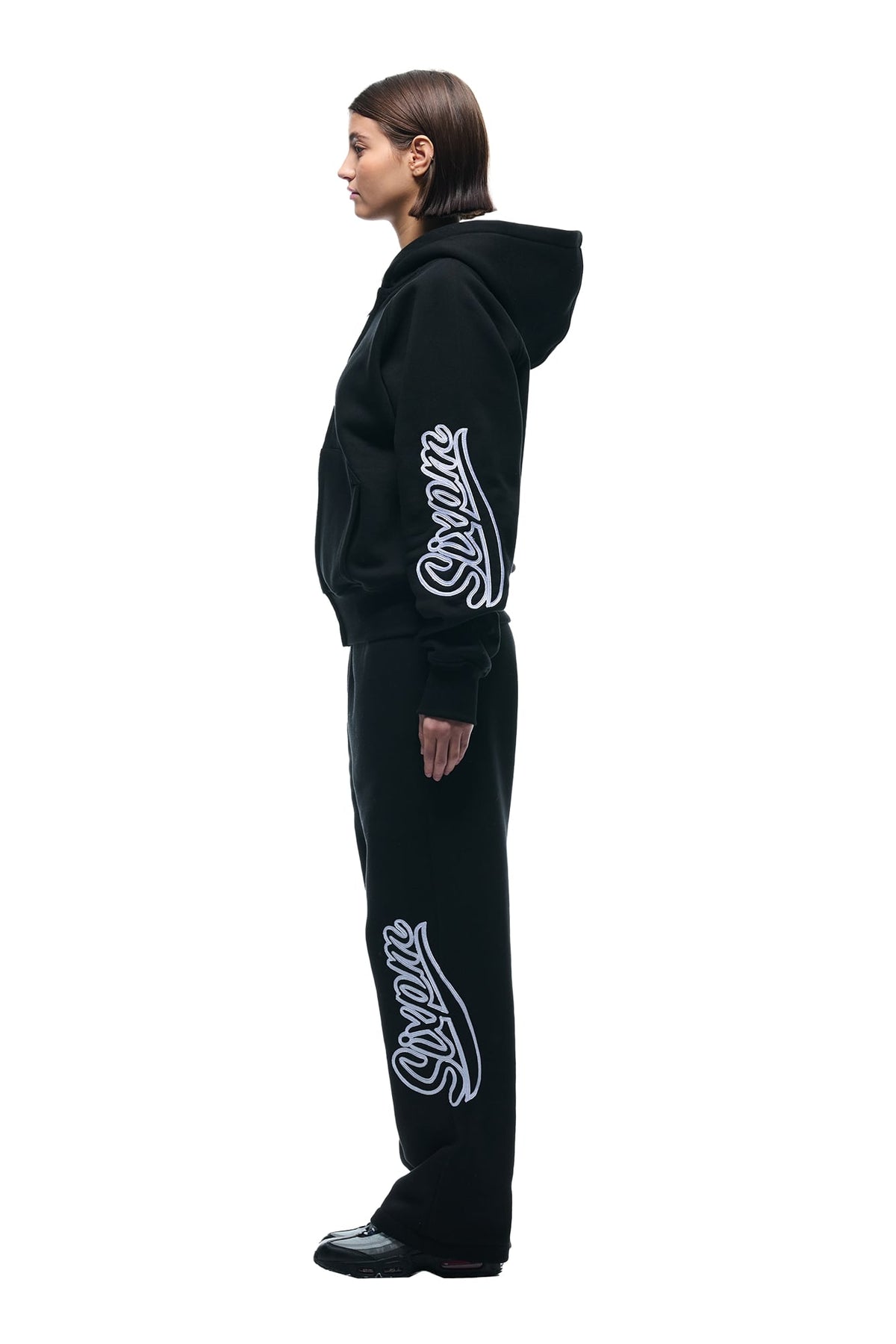 WAVE LOGO ZIP HOODIE BLACK
