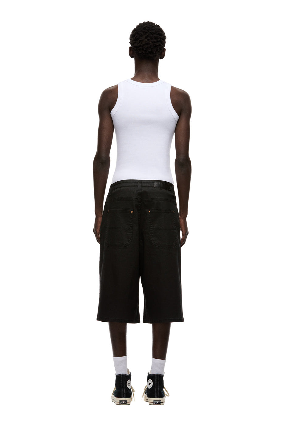 COATED DENIM SHORTS BLACK