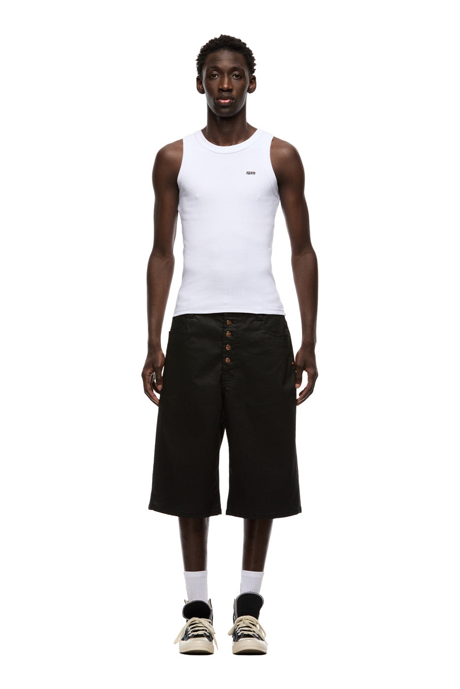 COATED DENIM SHORTS BLACK