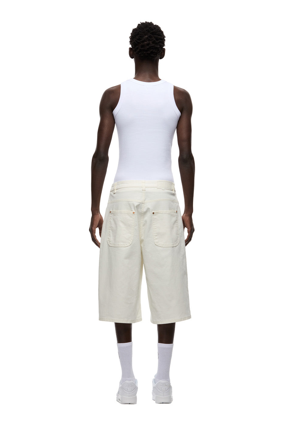 COATED DENIM SHORTS WHITE