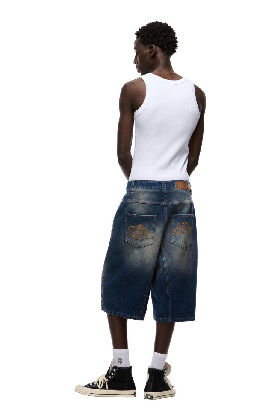 X-TRA WIDE DENIM SHORTS DARK BLUE
