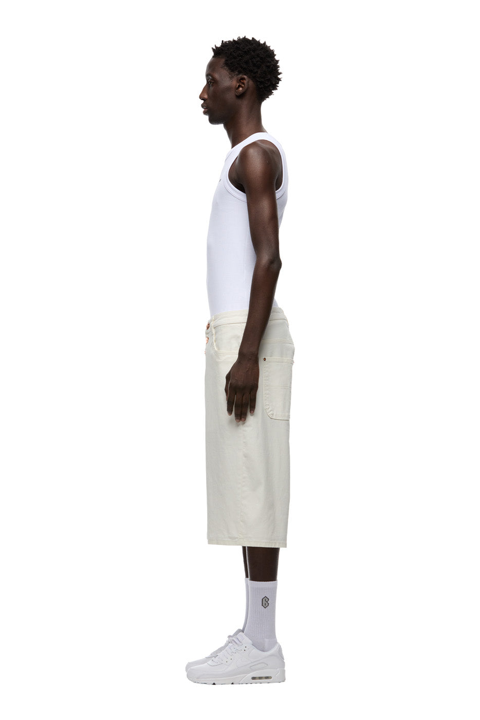 COATED DENIM SHORTS WHITE
