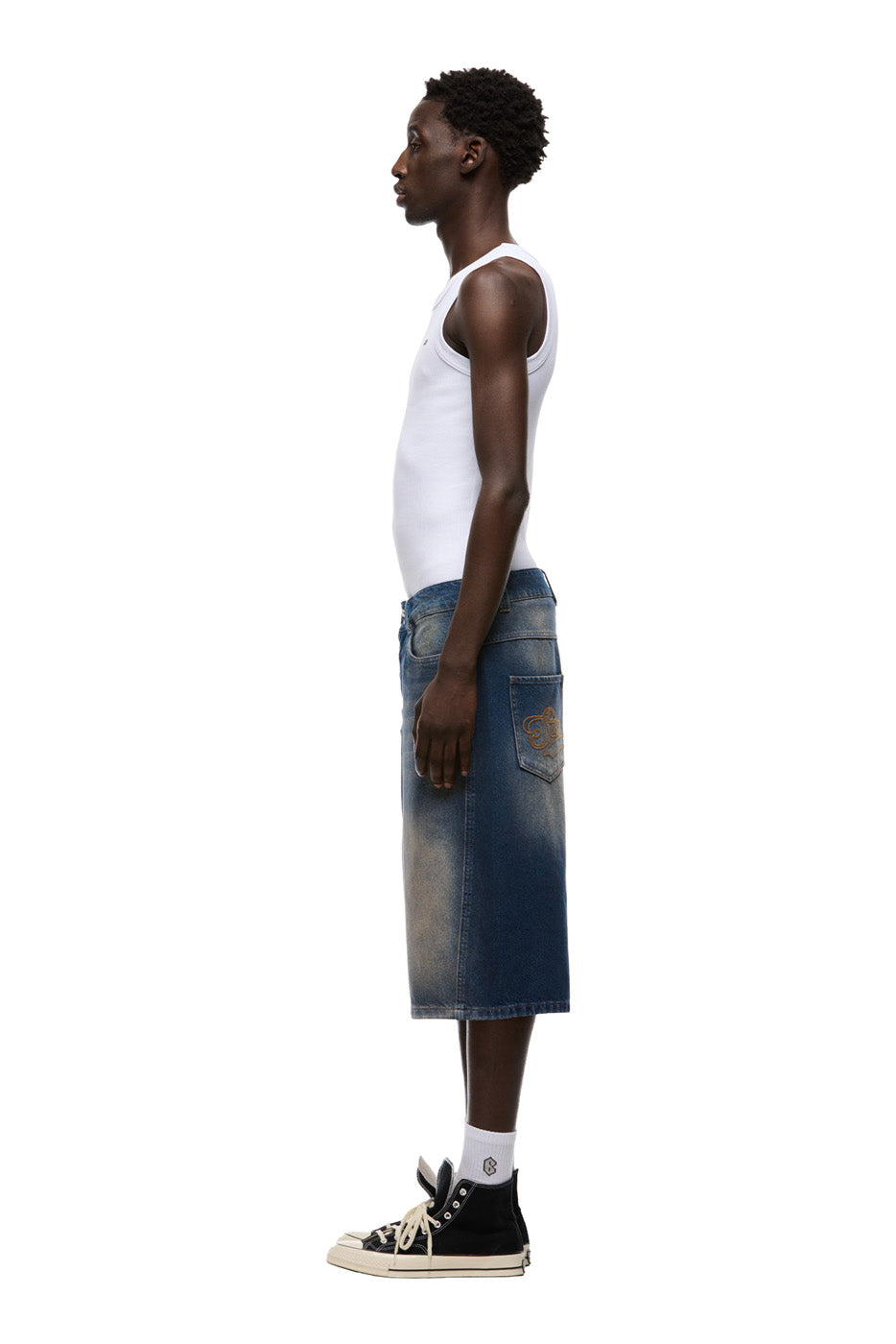 X-TRA WIDE DENIM SHORTS DARK BLUE
