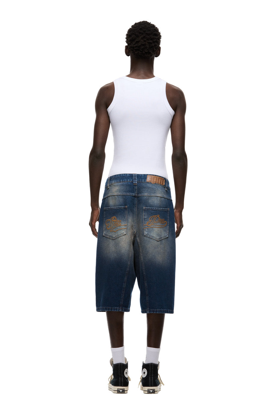 X-TRA WIDE DENIM SHORTS DARK BLUE