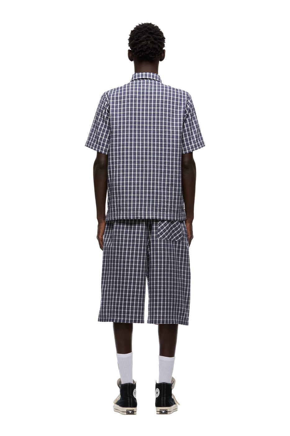 SEERSUCKER PULL-OVER SHIRT NAUTICAL BLUE/WHITE