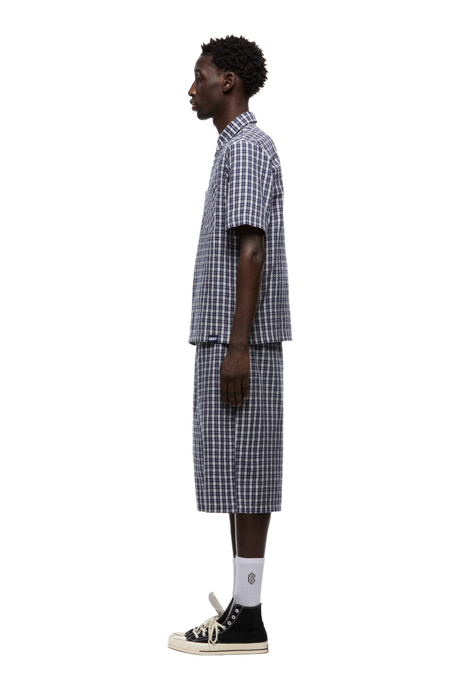 SEERSUCKER PULL-OVER SHIRT NAUTICAL BLUE/WHITE