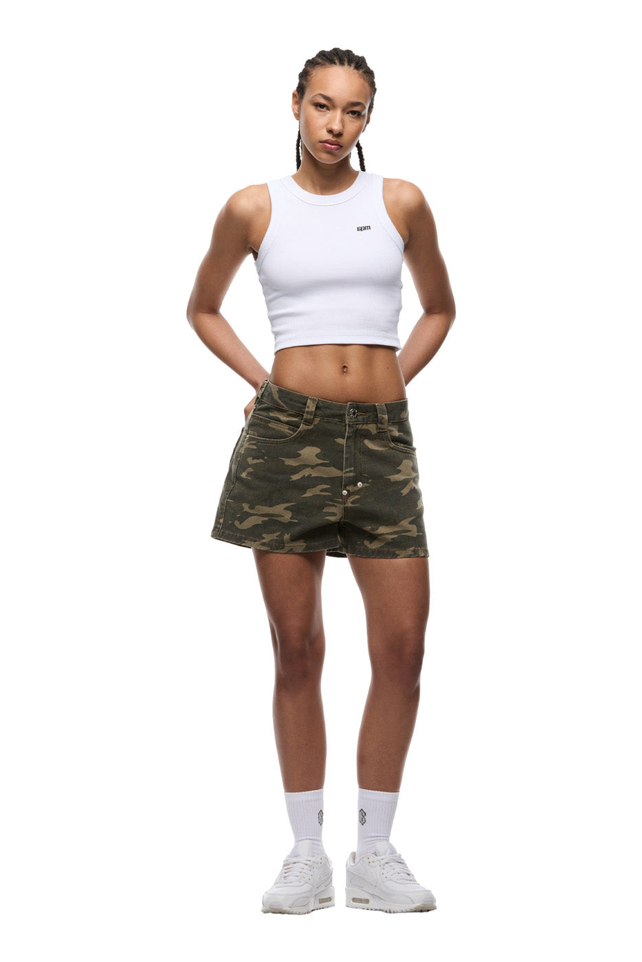 WMNS DENIM SHORTS BLACK/CAMO