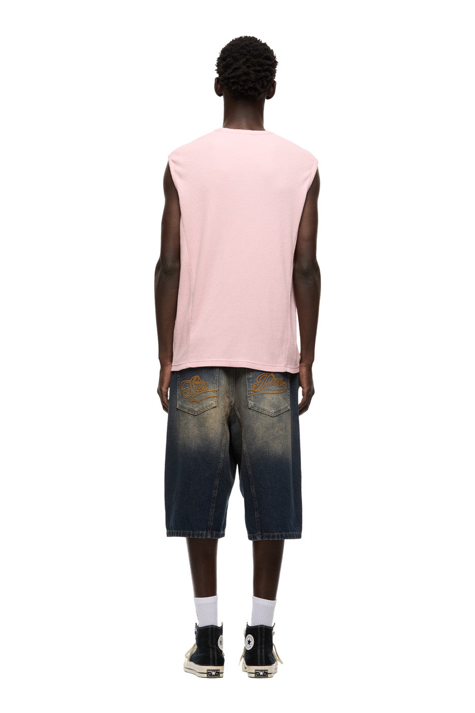 SLEEVELESS WAFFLE TEE STRAWBERRY MILK