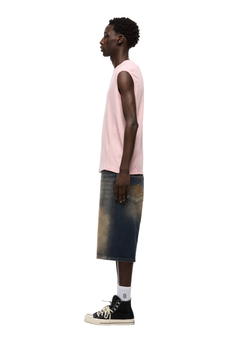 SLEEVELESS WAFFLE TEE STRAWBERRY MILK