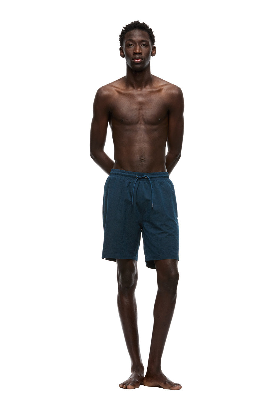 SEERSUCKER SWIM SHORTS BLUE LAKE