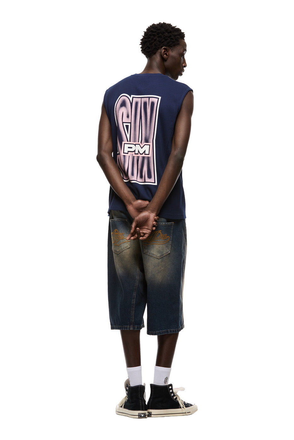 AIRBRUSHED SIX MUSCLE TEE INK NAVY