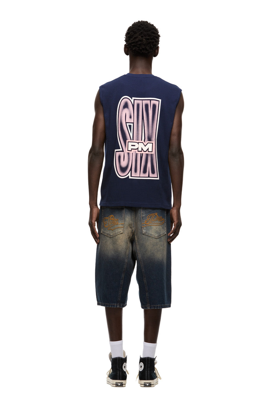 AIRBRUSHED SIX MUSCLE TEE INK NAVY