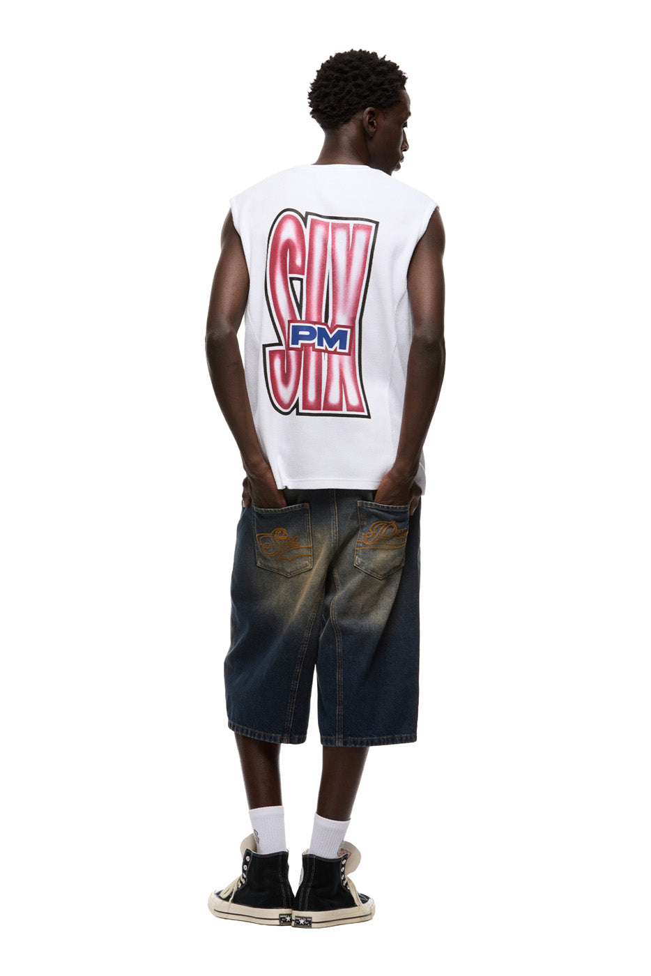 AIRBRUSHED SIX MUSCLE TEE WHITE