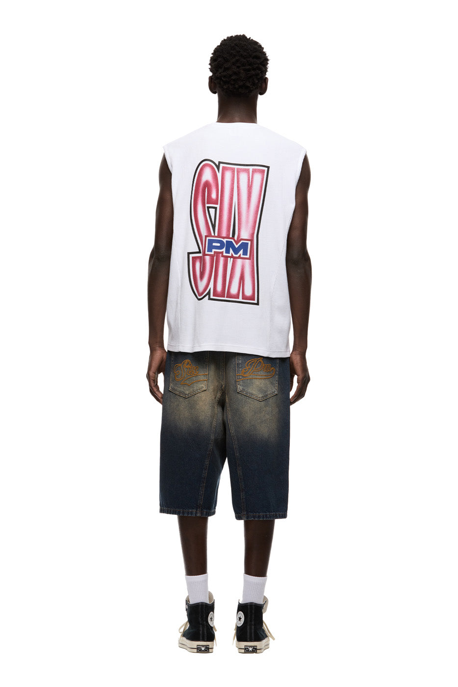 AIRBRUSHED SIX MUSCLE TEE WHITE