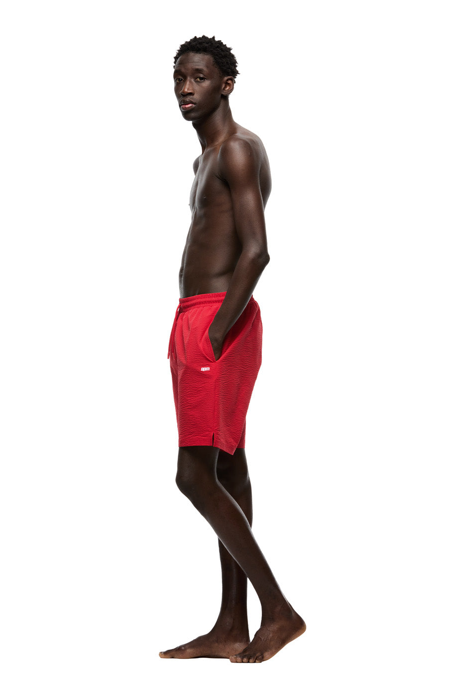 SEERSUCKER SWIM SHORTS CHERRY BONBON
