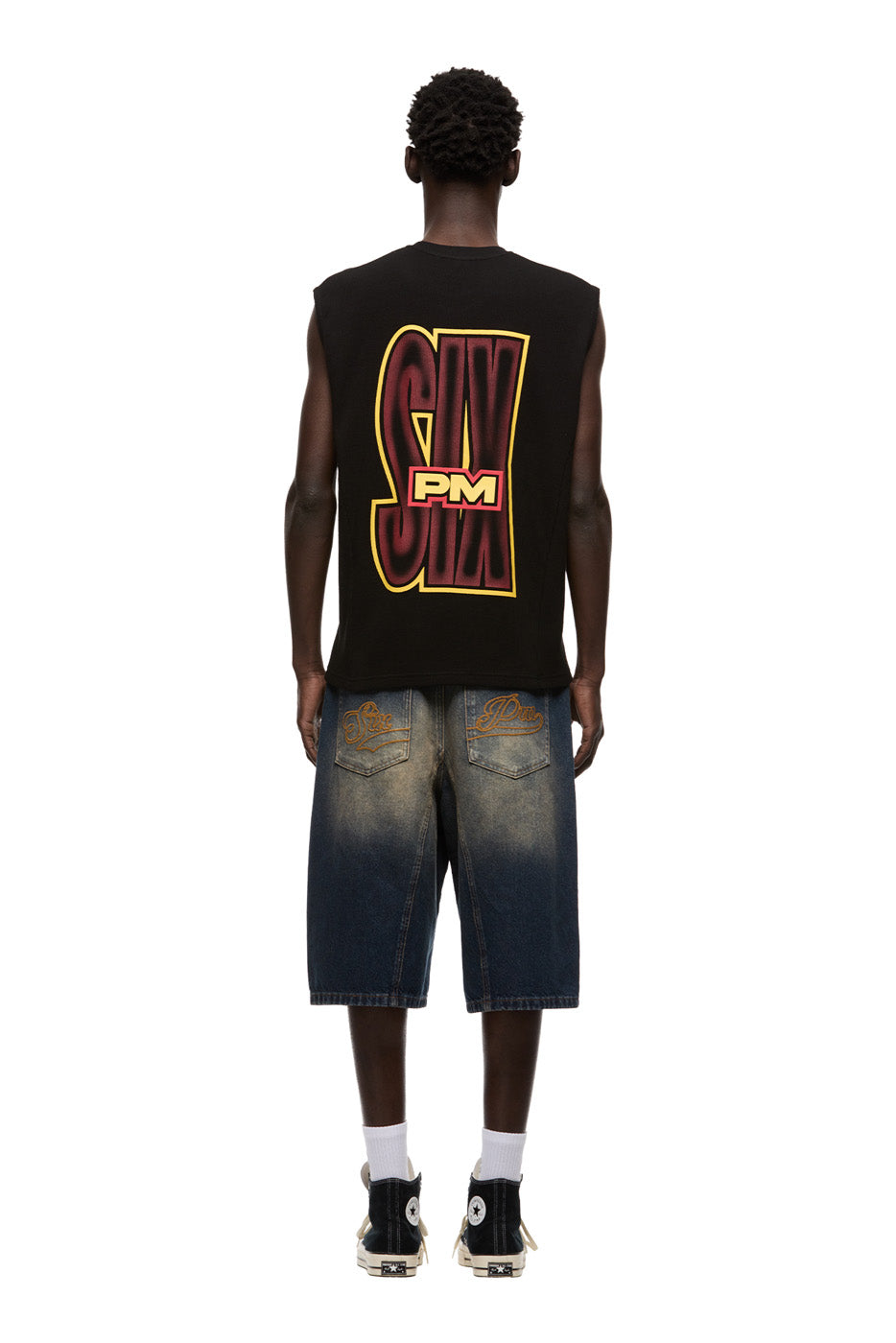 AIRBRUSHED SIX MUSCLE TEE BLACK