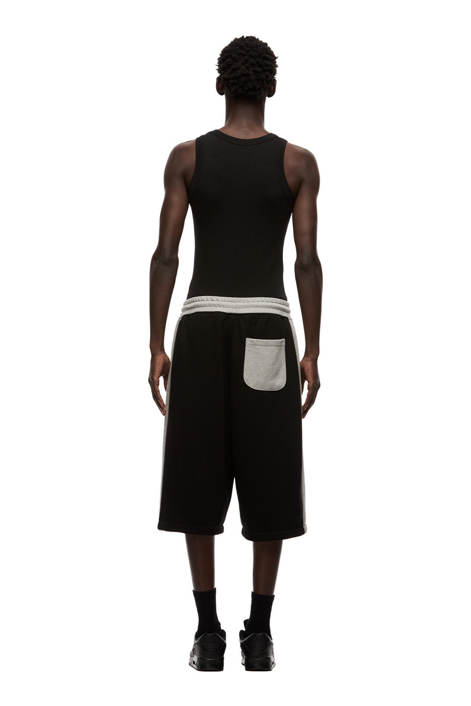 TWO TONE SWEAT SHORTS BLACK