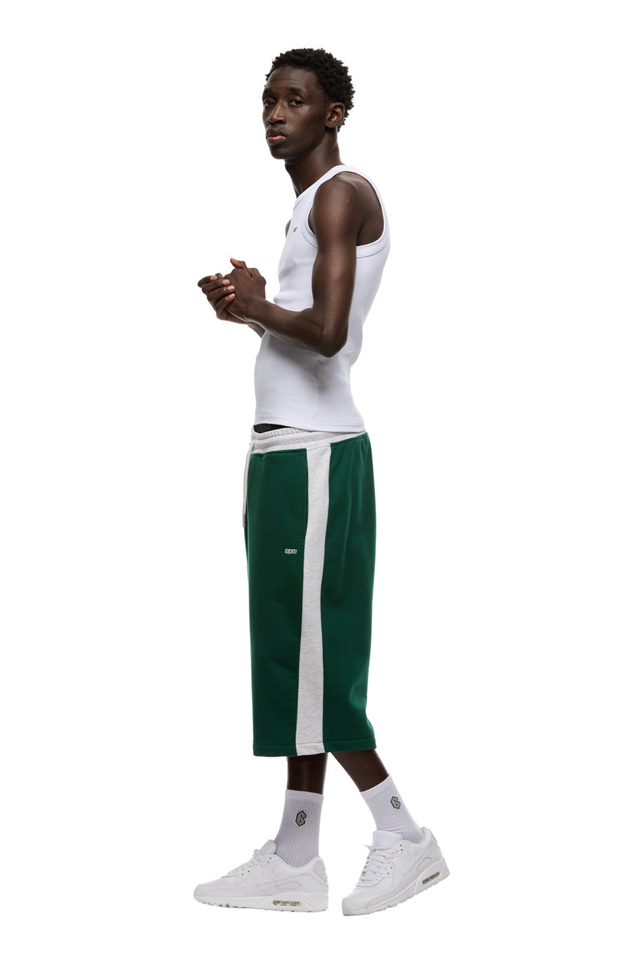 TWO TONE SWEAT SHORTS DARK GREEN