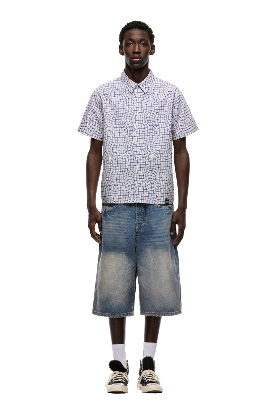 WARPED GRID SHIRT STRAWBERRY MILK