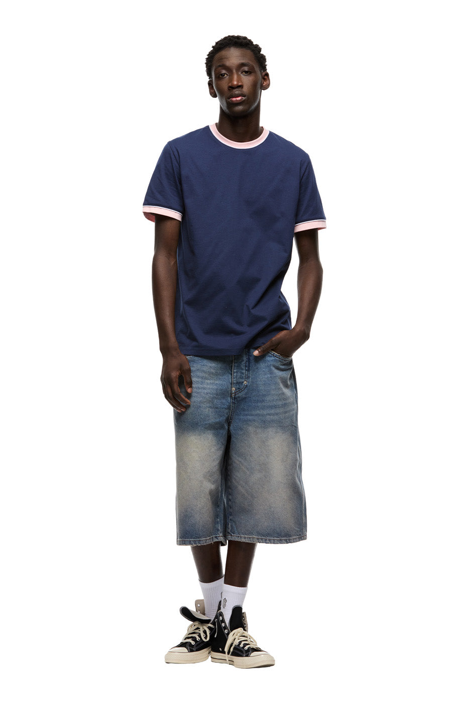 PIPING TEE INK NAVY