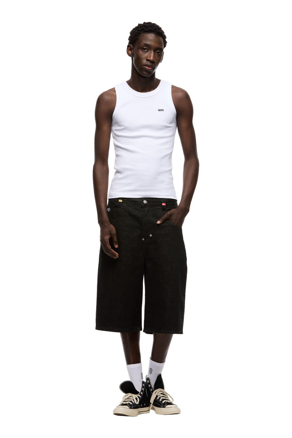 SELVEDGE RAW DENIM SHORTS BLACK