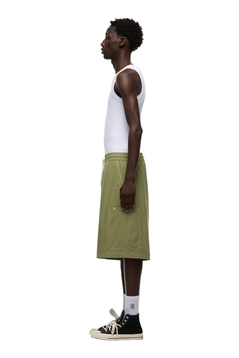 LONG BIG POCKET SHORTS PASTEL OLIVE