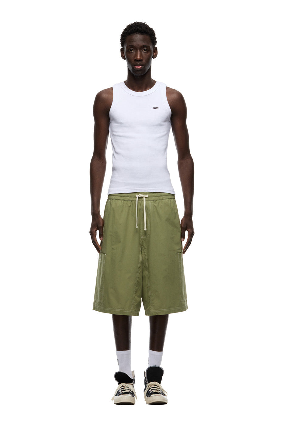LONG BIG POCKET SHORTS PASTEL OLIVE