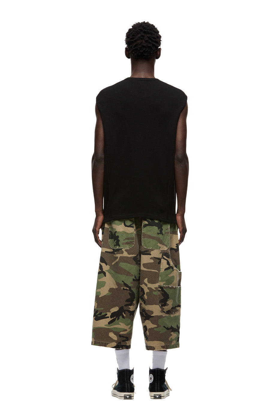 SLEEVELESS WAFFLE TEE BLACK