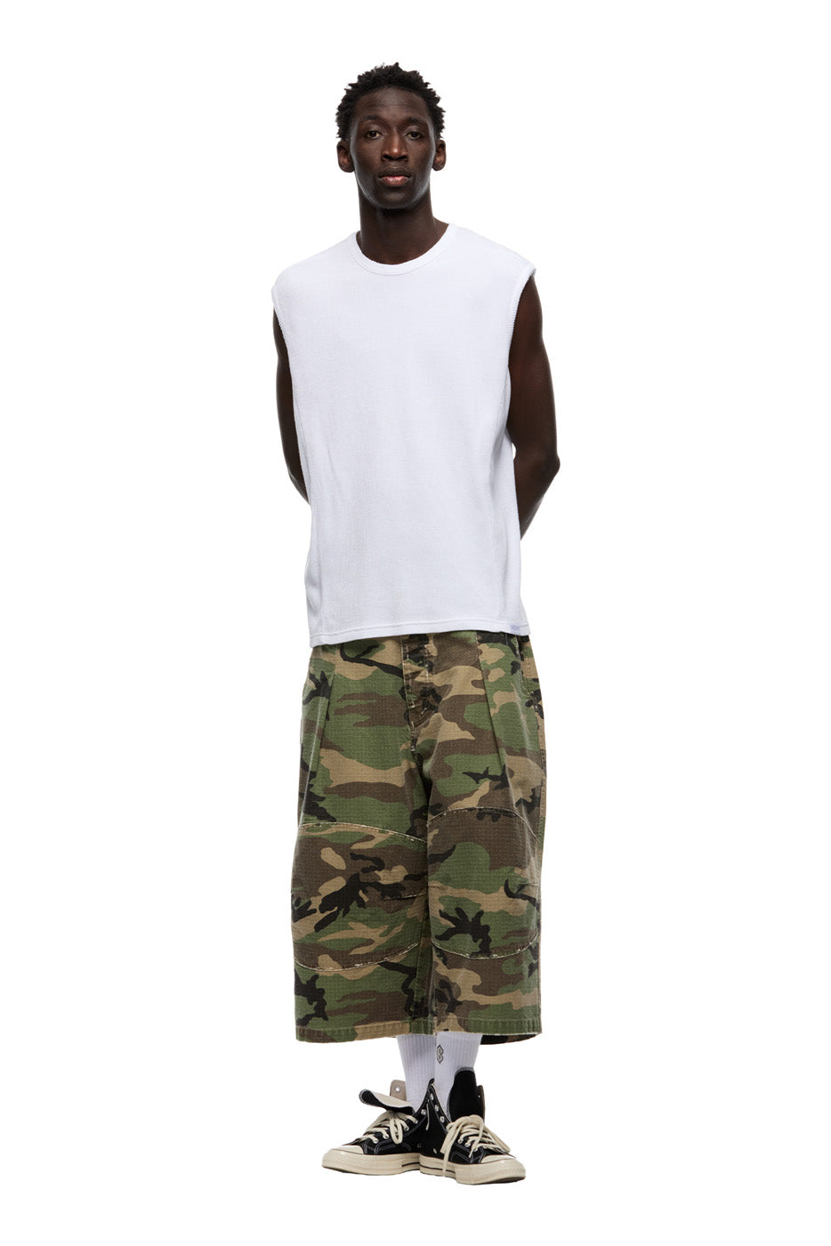 SLEEVELESS WAFFLE TEE WHITE