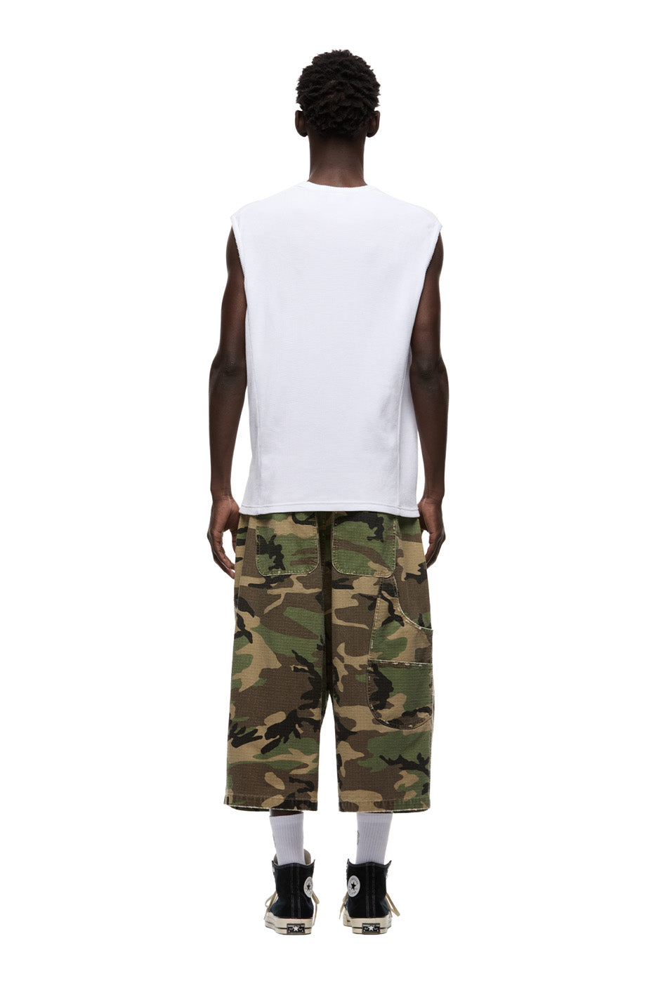 SLEEVELESS WAFFLE TEE WHITE