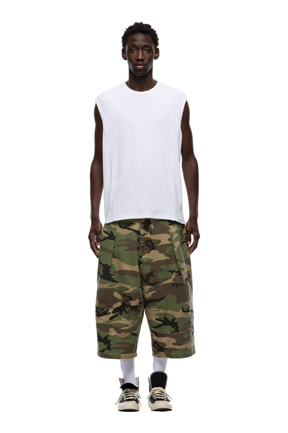 SLEEVELESS WAFFLE TEE WHITE