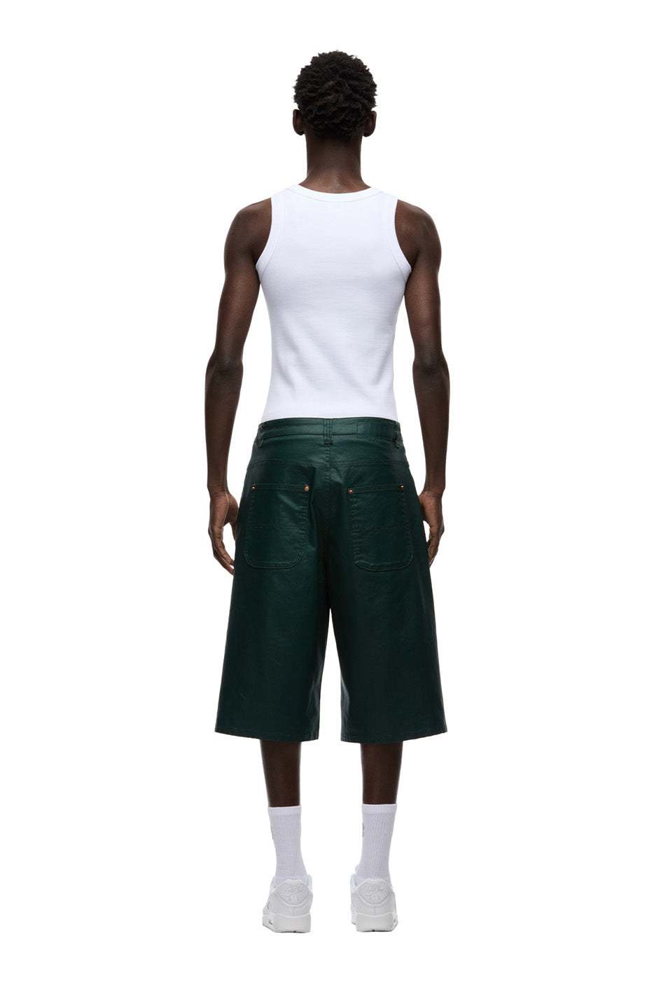 COATED DENIM SHORTS JUNGLE GREEN