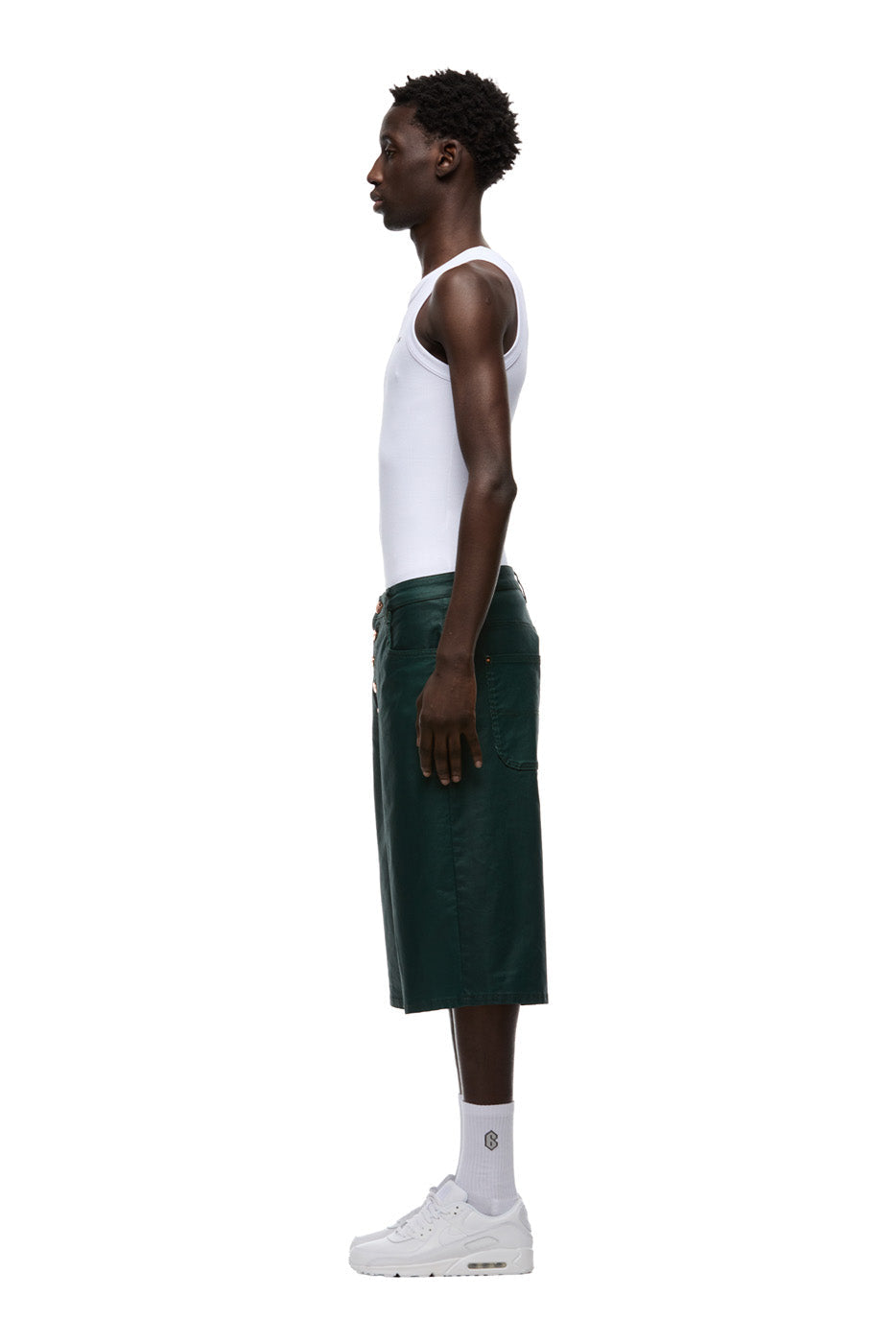COATED DENIM SHORTS JUNGLE GREEN