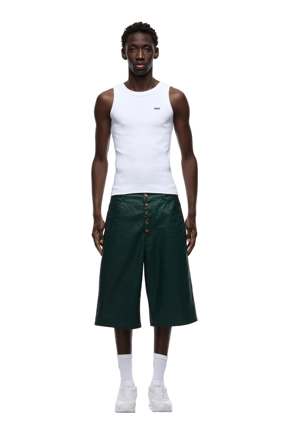COATED DENIM SHORTS JUNGLE GREEN